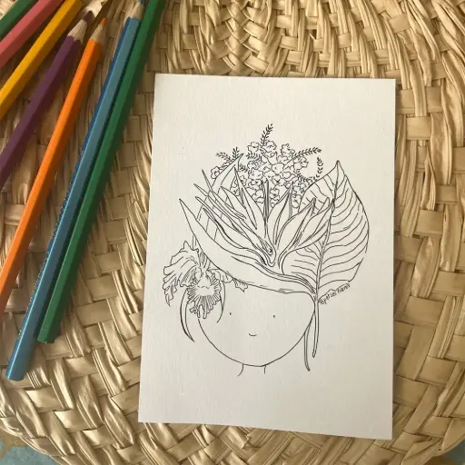 [0168] Carte Postale Réunion - Chevelure de Fleurs Tropicales