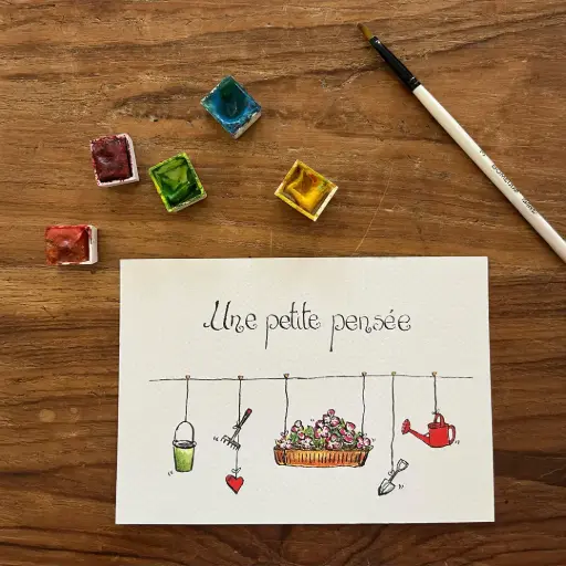 [3183] Carte Postale Une Petite Pensée À L'Arrosoir