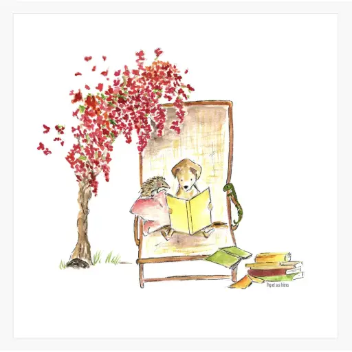 [5767] Grande Affiche Lecture Sous Le Bougainvillier