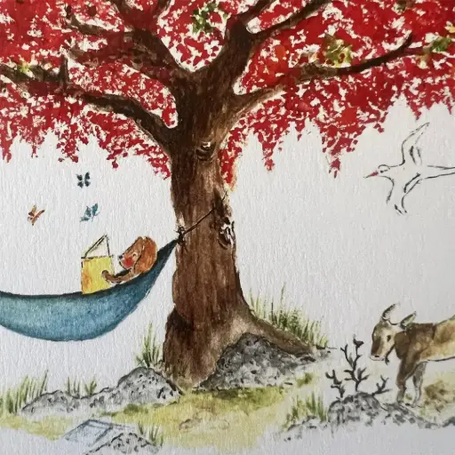 [5682] Grande Affiche Lecture Sous Le Flamboyant