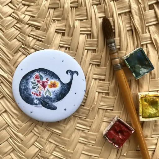 [2520] Magnet - La Baleine et les Fleurs