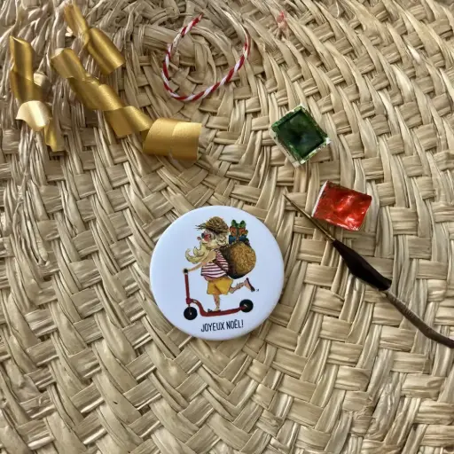 [2261] Magnet Le Père Noël À Trotinette