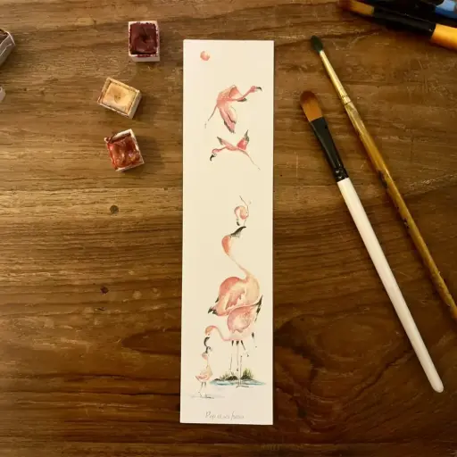 [2131] Marque Page La Famille Flamants Roses
