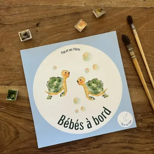 [0892] Sticker Bébé à Bord - Les Deux Petites Tortues Français