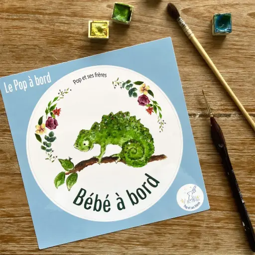 [0878] Sticker Bébé À Bord - L'Endormi et les Fleurs Français