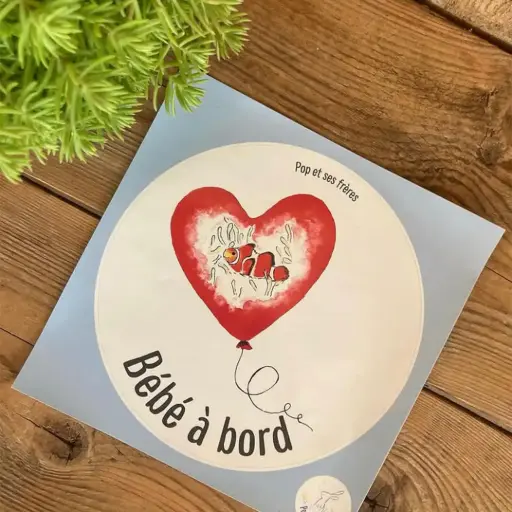 [0816] Sticker Bébé À Bord - Poisson Clown Français