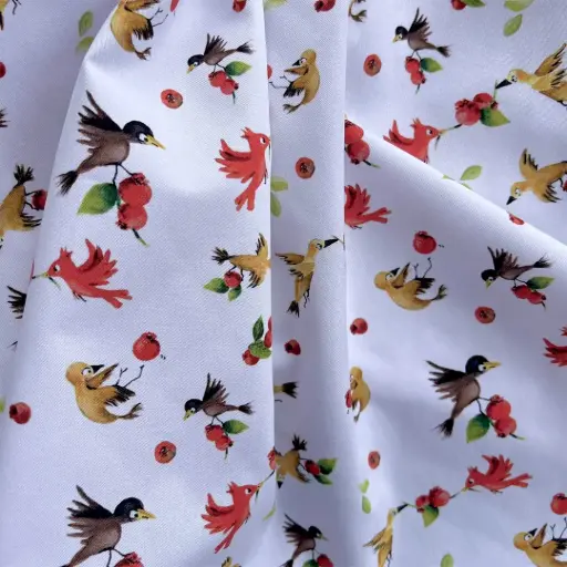 [0663] Tissu Coton Oeko Tex - Les Oiseaux et les Goyaviers